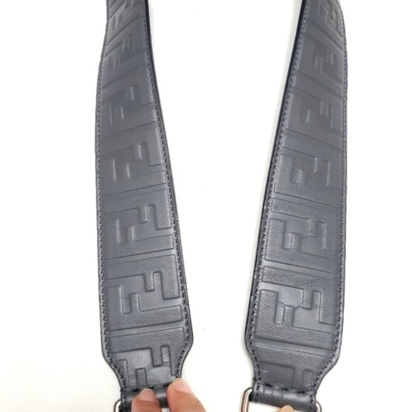 Fendi FF M onogram Gray Leather Shoulder Strap - Picture 3 of 8